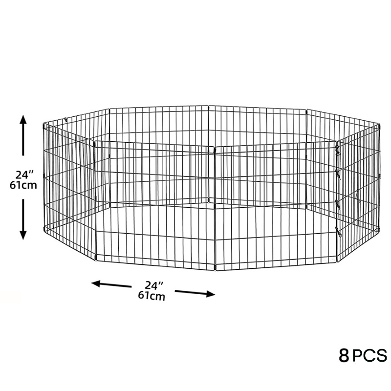 Pluma de ejercicio para perros de metal negro plegable portátil de 24 pulgadas sin puerta