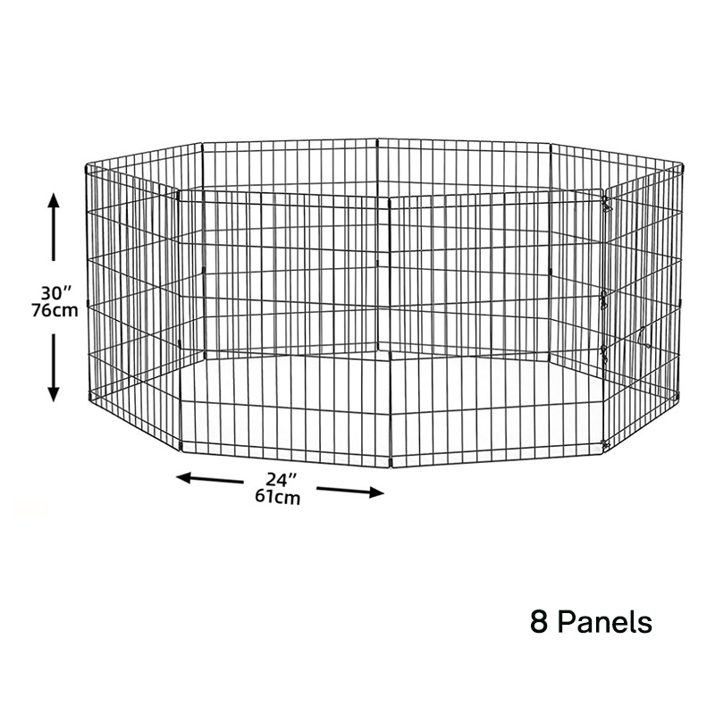 Bolígrafo de ejercicio para perros de metal negro plegable grande de 30 pulgadas