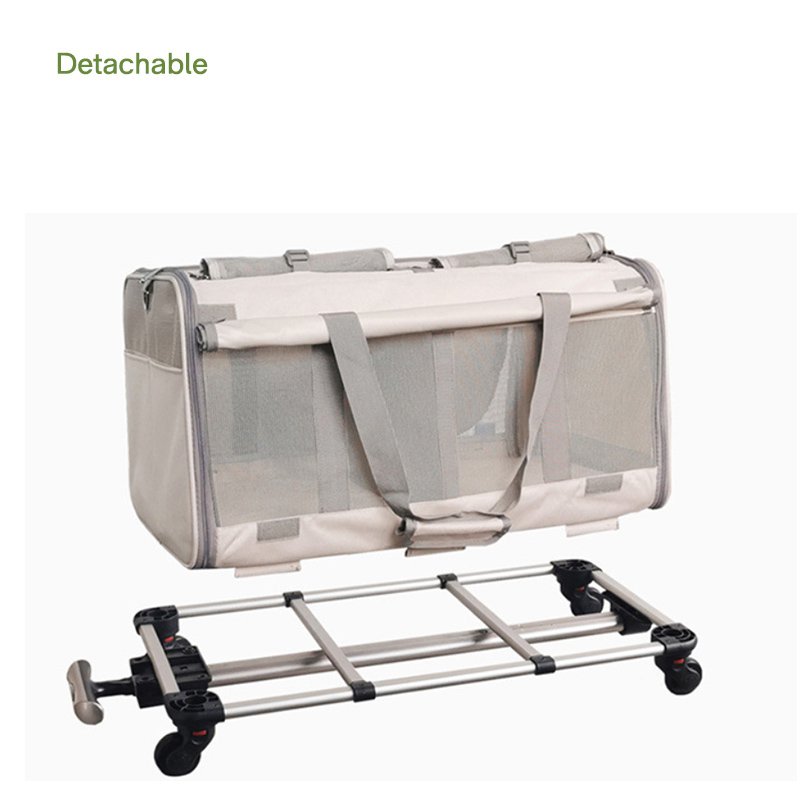 Transportín plegable con carrito para habitación doble para gatos