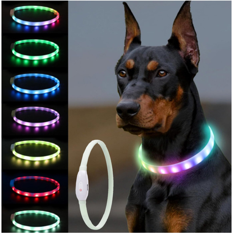 Collar de perro recargable multifuncional del tamaño ajustable al por mayor LED